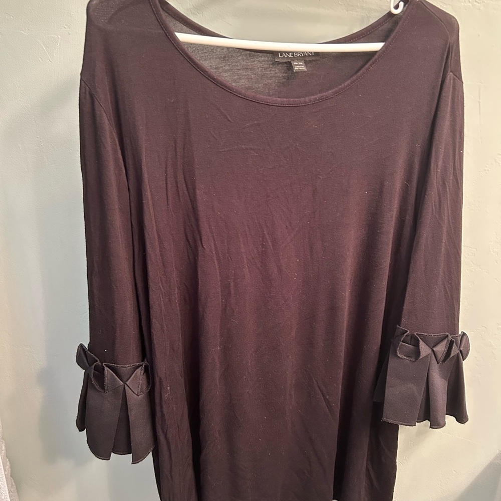 Lane Bryant Black Blouse with Bow Accents